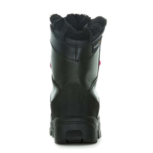 Back view of black DSG Outerwear winter boot with faux fur lining