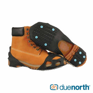 Due North ice traction cleats on a tan work boot