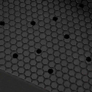 Black textured surface with a repeating hexagonal pattern and evenly spaced circular holes