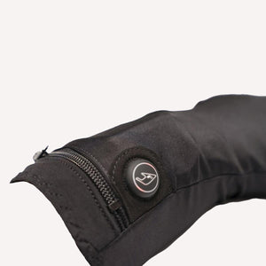 Fired Up X black heated glove cuff with power button and zipper