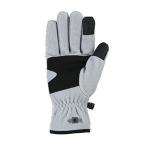 Seirus grey fleece glove with black palm patch and touchscreen compatible fingertip