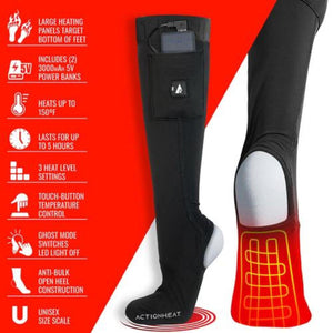 ActionHeat heated socks with power bank pocket and heating element diagram