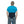 Man wearing a black lumbar support belt over a blue t-shirt