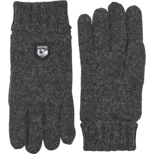 Hestra dark grey wool knit gloves with ribbed cuffs