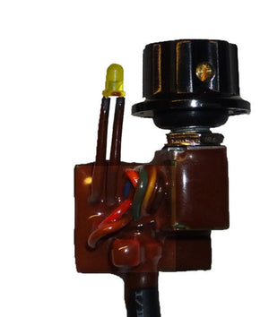 Rotary dimmer switch with yellow LED indicator light and multi colored wiring