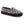 Acorn slipper with black and white diamond pattern and black suede trim