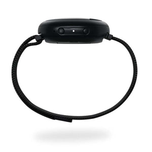 Side view of black Embr Wave wearable device with mesh strap