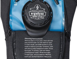 Ergodyne hydration pack reservoir cap and printed cleaning instructions