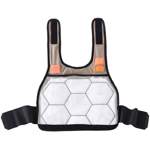 White mesh chest harness with black trim and adjustable velcro straps