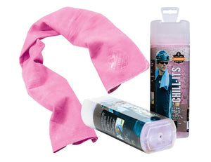 Pink Chill-Its cooling towel and its plastic storage container