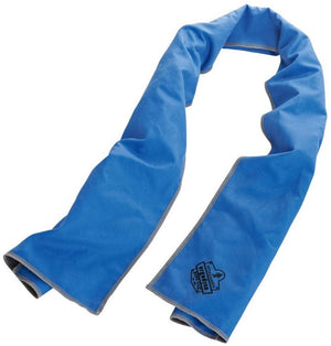 Blue Chill-Its cooling towel with grey trim and Ergodyne logo