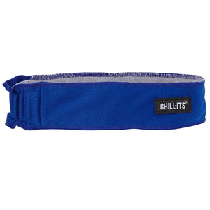 Blue Chill-Its cooling headband with grey interior lining