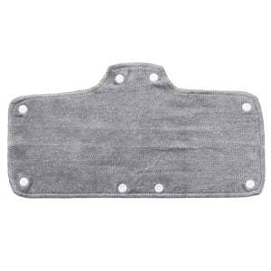 Grey rectangular reusable cloth pad with white snap fasteners