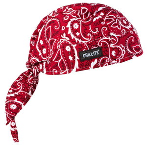 Chill-Its red and white paisley print tie headwrap
