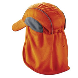 Chill-Its orange high visibility cap with neck shade and adjustable drawstring