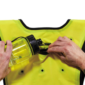 Filling a Chill-Its cooling vest with water from a bottle