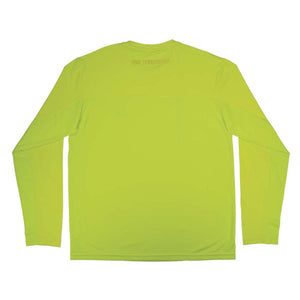 Back view of a lime green Chill-Its long sleeve shirt