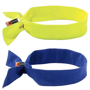 Chill-Its FR flame resistant tie headbands in lime and blue