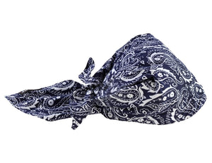 Chill-Its navy blue and white paisley print tie headwrap