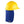 Chill-Its blue hard hat neck shade attached to a yellow hard hat