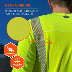Chill-Its high visibility shirt showing mesh back paneling and breathable material