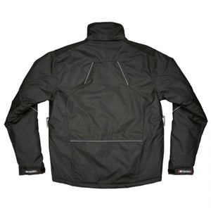 Back view of black N-Ferno winter work jacket with reflective piping