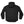 Back view of a black hooded jacket with long sleeves