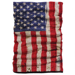 Ergodyne neck gaiter with a distressed American flag print