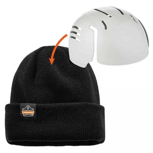 N-Ferno black knit beanie with removable white bump cap insert