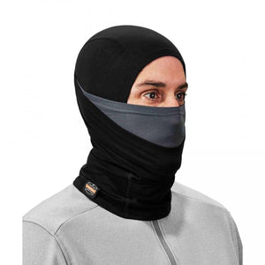 Person wearing a black N-Ferno balaclava with a grey mesh nose and mouth cover