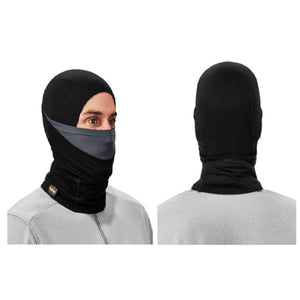 N-Ferno black balaclava showing front and back views on a person
