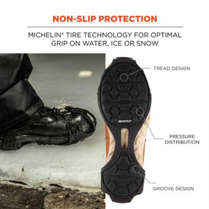 Trex non-slip shoe attachment featuring Michelin tire tread design for grip on water ice or snow