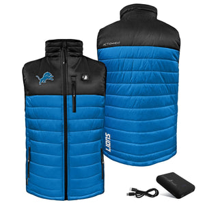 ActionHeat Detroit Lions heated vest with battery pack and charging cable