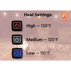 ExtremeMIST heat settings chart showing high 130 degrees Fahrenheit medium 120 degrees Fahrenheit and low 110 degrees