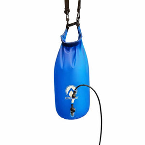 ExtremeMIST blue dry bag with attached black hose and strap