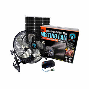 ExtremeMist 3 in 1 solar rechargeable misting fan with solar panel and remote control