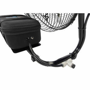 ExtremeMIST fan battery pack and tubing connection