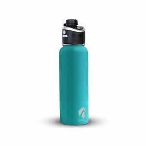 ExtremeMIST teal insulated water bottle with black misting cap