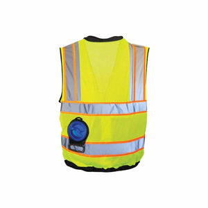 ExtremeMIST high visibility safety vest with reflective strips and blue mister attachment