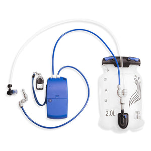 ExtremeMIST 2 liter hydration bladder with blue pump unit and remote control