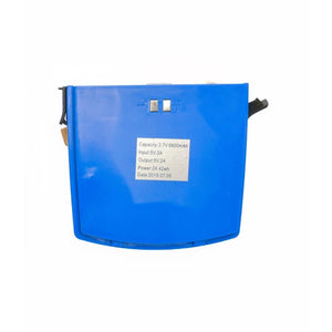 ExtremeMIST blue rechargeable battery pack with technical specifications label