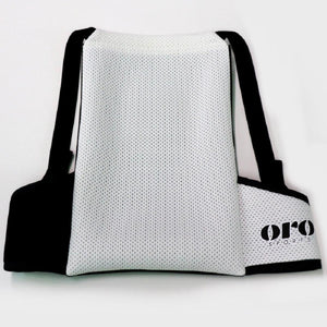 Oro Sports white mesh back support brace with black straps