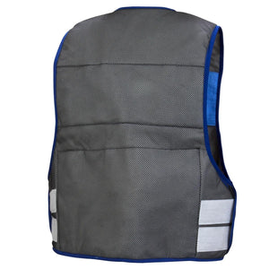 Pyramex Safety grey mesh cooling vest with blue trim and reflective strips