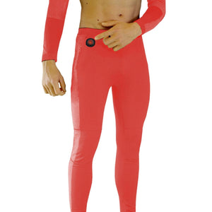 Glovii red heated leggings with power button on waistband