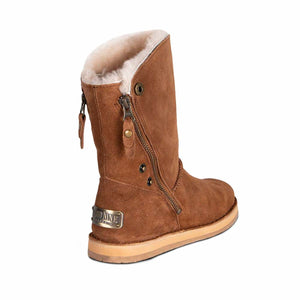 Cloud Nine Sheepskin brown suede boot with side zipper and fleece lining