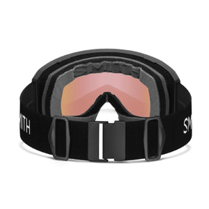 Smith Optics black snow goggles with pink tinted lens and black strap
