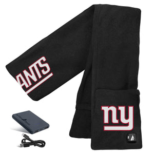 ActionHeat New York Giants heated fleece scarf with battery pack and charging cable