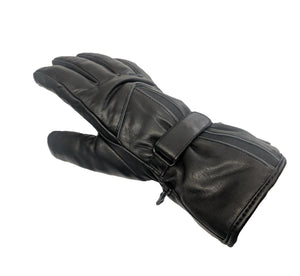 California Heat black leather motorcycle glove with wrist strap
