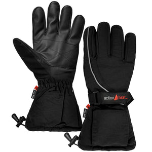 ActionHeat black insulated winter gloves with adjustable wrist straps and drawstring cuffs