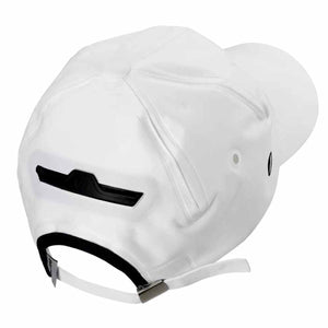 Back view of white Inuteq cooling baseball cap with adjustable strap